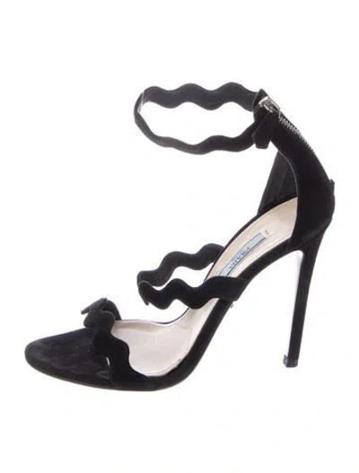 Pre-owned Prada Suede Sandals In Black