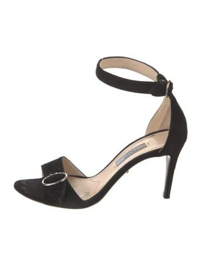 Pre-owned Prada Suede Sandals In Black