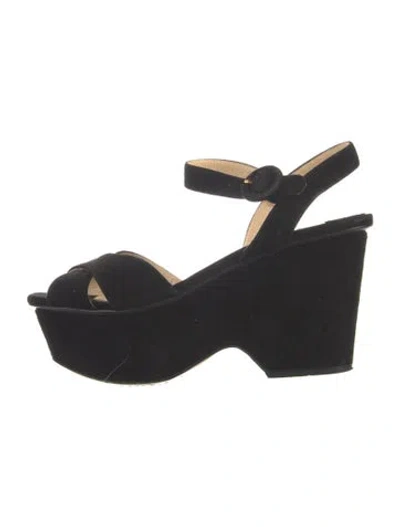 Pre-owned Prada Suede Sandals In Black