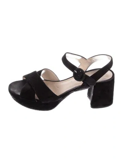 Pre-owned Prada Suede Sandals In Black
