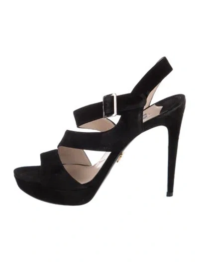 Pre-owned Prada Suede Sandals In Black