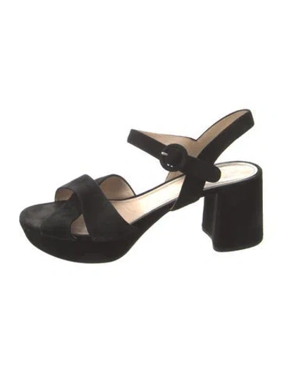 Pre-owned Prada Suede Sandals In Black