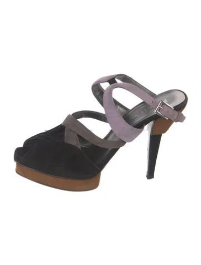 Pre-owned Prada Suede Sandals In Black