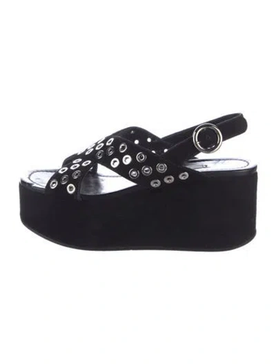 Pre-owned Prada Suede Sandals In Black