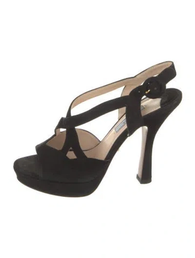 Pre-owned Prada Suede Sandals In Black