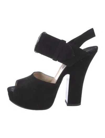 Pre-owned Prada Suede Sandals In Black