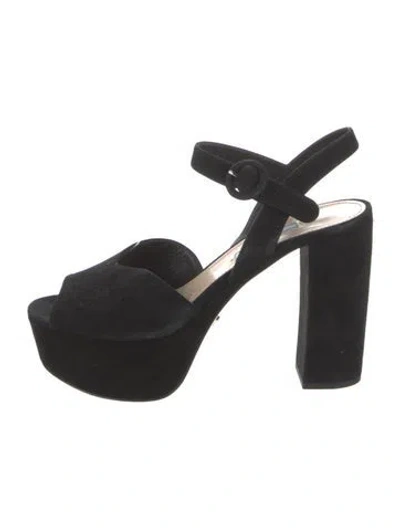 Pre-owned Prada Suede Sandals In Black
