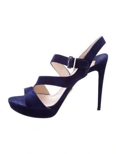 Pre-owned Prada Suede Sandals In Blue