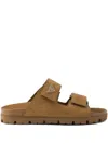 Prada Suede Triangle Sandals In Brown