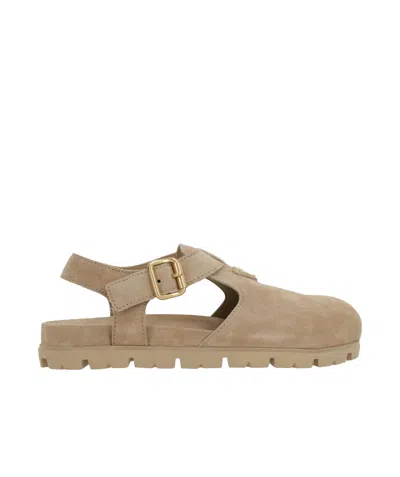 PRADA PRADA TRIANGLE-LOGO BUCKLE-FASTENED SANDALS