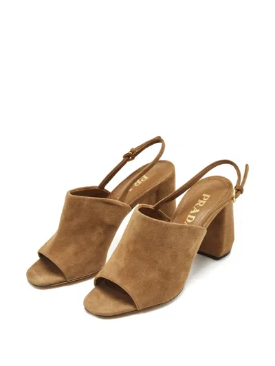 Pre-owned Prada Suede Sandals In Brown