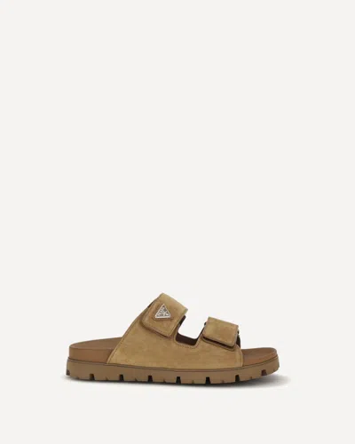 Prada Suede Sandals In Brown