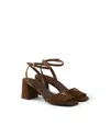 Prada Block Heel Ankle Strap Sandal In Brown