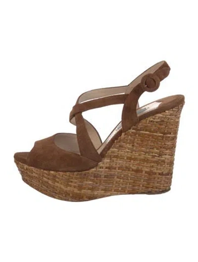 Pre-owned Prada Suede Sandals In Brown