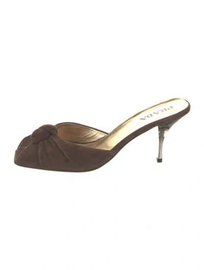 Pre-owned Prada Suede Sandals In Brown