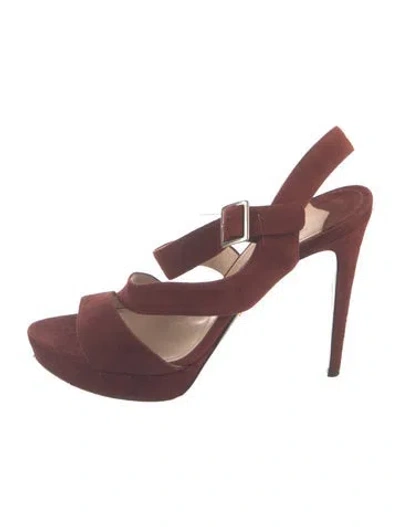 Pre-owned Prada Suede Sandals In Burgundy