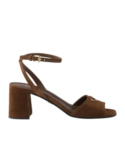 Prada Suede Sandals In Brown