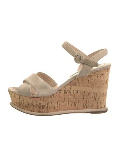 Pre-owned Prada Suede Sandals In Neutral