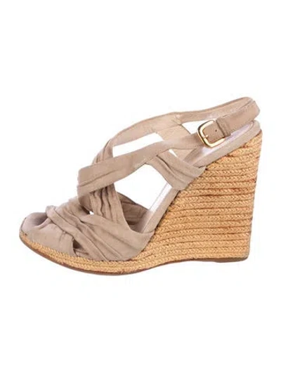 Pre-owned Prada Suede Sandals In Neutral