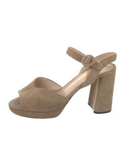 Pre-owned Prada Suede Sandals In Neutrals