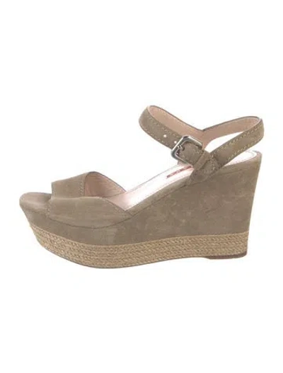 Pre-owned Prada Suede Sandals In Neutrals