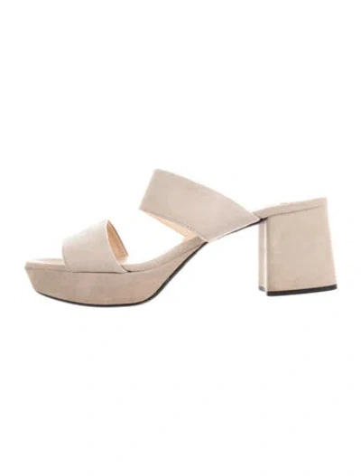 Pre-owned Prada Suede Sandals In Neutrals