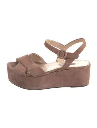 Pre-owned Prada Suede Sandals In Pink