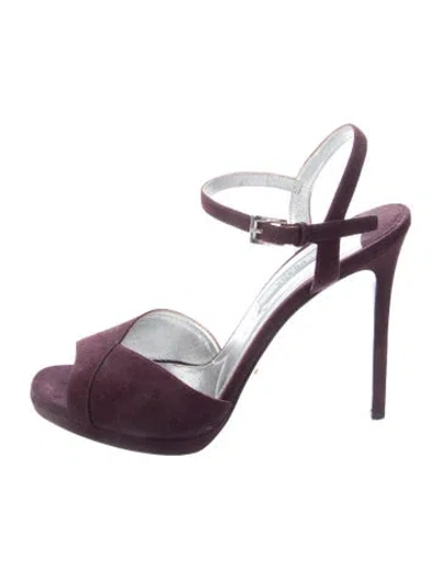 Pre-owned Prada Suede Sandals In Purple