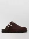 Prada Suede Sandals Slip On Buckle Detail In Brown