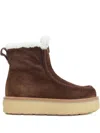 Prada Suede Shearling Ankle Boots In Multi