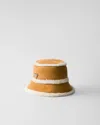 Prada Suede Shearling Bucket Hat In Honig