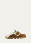 PRADA SUEDE SHEARLING COZY LOAFER MULES