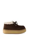 Prada Suede Shearling Lined Boots In Brown