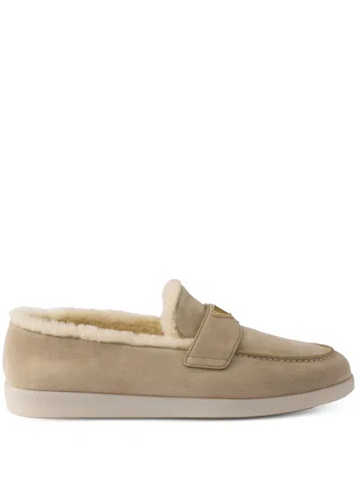 PRADA SUEDE SHEARLING LOAFERS