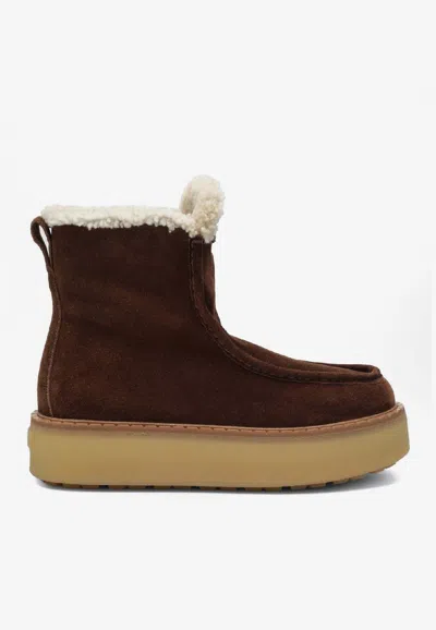 Prada Platform Booties Featuring Shearling Lining In Multi