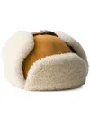 Prada Mens Neutral Shearling Suede Trapper Hat In Brown