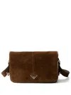 Prada Nubuck Leather Shoulder Bag In Brown