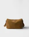 Prada Suede Shoulder Bag In Brown