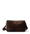 Prada Suede Shoulder Bag In Brown