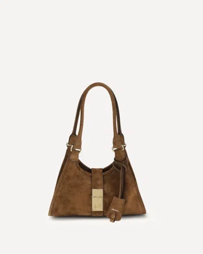 Prada Suede Shoulder Bag In Brown