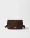 Prada Suede Shoulder Bag In Brown