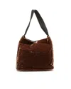 Prada Suede Shoulder Bag In Brown