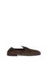 Prada Elasticated Suede Penny Loafers In Brown