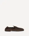 Prada Elasticated Suede Penny Loafers In Brown
