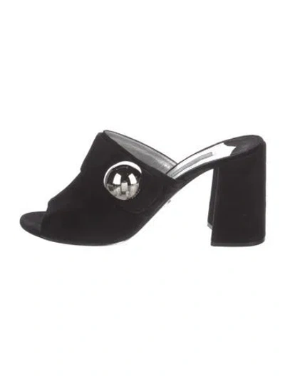 Pre-owned Prada Suede Slides In Black