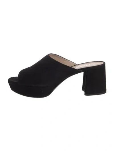 Pre-owned Prada Suede Slides In Black