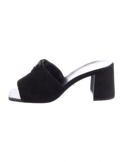 Pre-owned Prada Suede Slides In Black