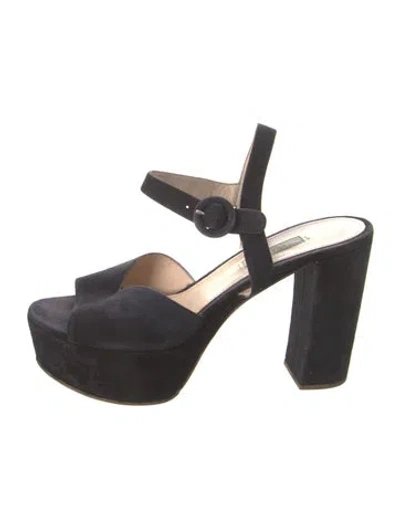 Pre-owned Prada Suede Slides In Black