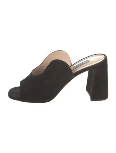 Pre-owned Prada Suede Slides In Black