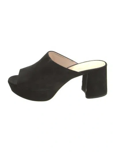 Pre-owned Prada Suede Slides In Black